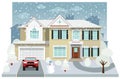 Family house in winter (diorama) Royalty Free Stock Photo