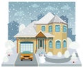 Family house in winter (diorama) Royalty Free Stock Photo