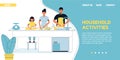 Family household activity on kitchen landing page