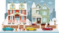 Family houses in winter (diorama)