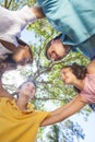 Family Huddle Together Outside In Sunshine Royalty Free Stock Photo