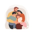 Family hugs isolated cartoon vector illustrations.