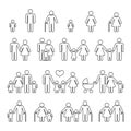 Family human thin line outline vector icons