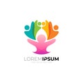 Family icon with circle design social, colorful logos