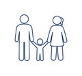 Family icon, father, mother and child holding hands, isolated symbol, line art, parents with baby Royalty Free Stock Photo