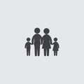 Family icon in a flat design in black color. Vector illustration eps10