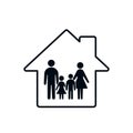 Family icon and house silhouette. Conceptual vector illustration Royalty Free Stock Photo