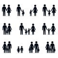 Family icon set, father mother daughter son hold hands isolated Vector illustration Royalty Free Stock Photo