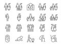 Family icon set. Included icons as people, parents, home, child, children, pet and more. Royalty Free Stock Photo