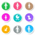 Family icons on colorful buttons Royalty Free Stock Photo
