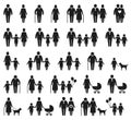 Family icons. Man, pregnant woman, elderly people, single mother or father with newborn baby. Parents with children and