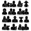 Family icons set with shadows, eps10