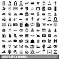 100 family icons set in simple style Royalty Free Stock Photo