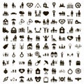 100 family icons set, simple style Royalty Free Stock Photo