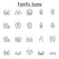 Family icons set in thin line style Royalty Free Stock Photo