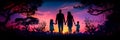 Family idyll silhouettes of a wonderful childhood . Generative AI Royalty Free Stock Photo