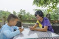 Family indulge in smartphone Royalty Free Stock Photo