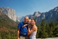 Family with infant visit Yosemite national park Royalty Free Stock Photo