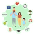 Family infographics. Successful family icon set. Vector graphics Royalty Free Stock Photo