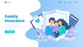 Family insurance concept, flat vector illustration