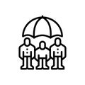 Black line icon for Family Insurance, protection and insurance Royalty Free Stock Photo