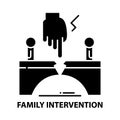 family intervention icon, black vector sign with editable strokes, concept illustration Royalty Free Stock Photo