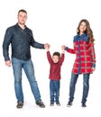 Family Isolated over White Background, Couple Child Full Length Royalty Free Stock Photo