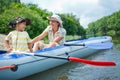 Family kayaking