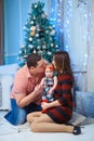 Family with Kid kissing. Happy Smiling Parents and