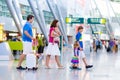 Family with kids at airport Royalty Free Stock Photo