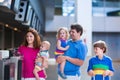 Family with kids at airport Royalty Free Stock Photo