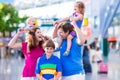 Family with kids at airport Royalty Free Stock Photo