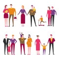 Family with kids cartoon vector parents and children Royalty Free Stock Photo