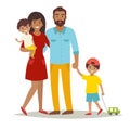 Family with kids. Happy family. Cartoon caracters African American family