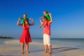 Family with kids having fun on tropical beach Royalty Free Stock Photo