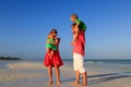 Family with kids having fun on tropical beach Royalty Free Stock Photo