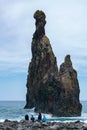 Family with kids looking at Ribeira da Janela islet in Madeira