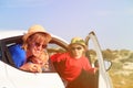 Family with kids travel by car in mountains Royalty Free Stock Photo