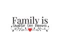 Family is laughter love happiness, vector, wording design, lettering, wall decals isolated on white background