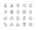 Family lawyer line icons, signs, vector set, outline illustration concept Royalty Free Stock Photo