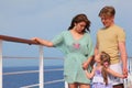 Family leisure with children at sea on yacht Royalty Free Stock Photo