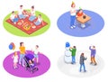 Family Leisure Isometric Set Royalty Free Stock Photo