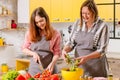 Family leisure cooking salad natural vegetables