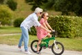 Grandmother and granddaughter with bicycles Royalty Free Stock Photo