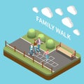 Family Leisure Playing Isometric People Composition Royalty Free Stock Photo