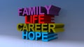 Family life career hope on blue