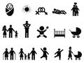 Family life icons set