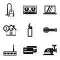 Family life icons set, simple style Royalty Free Stock Photo