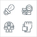 Family life line icons. linear set. quality vector line set such as motherhood, family tree, pregnancy