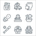 Family life line icons. linear set. quality vector line set such as fireplace, family tree, baseball ball, baby, swimming pool,